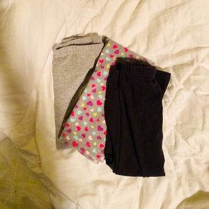 3T Set of 3 Leggings-Hearts, Grey, and Black-